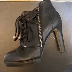 French Connection Leather Lace & Zip ankle bootie 6